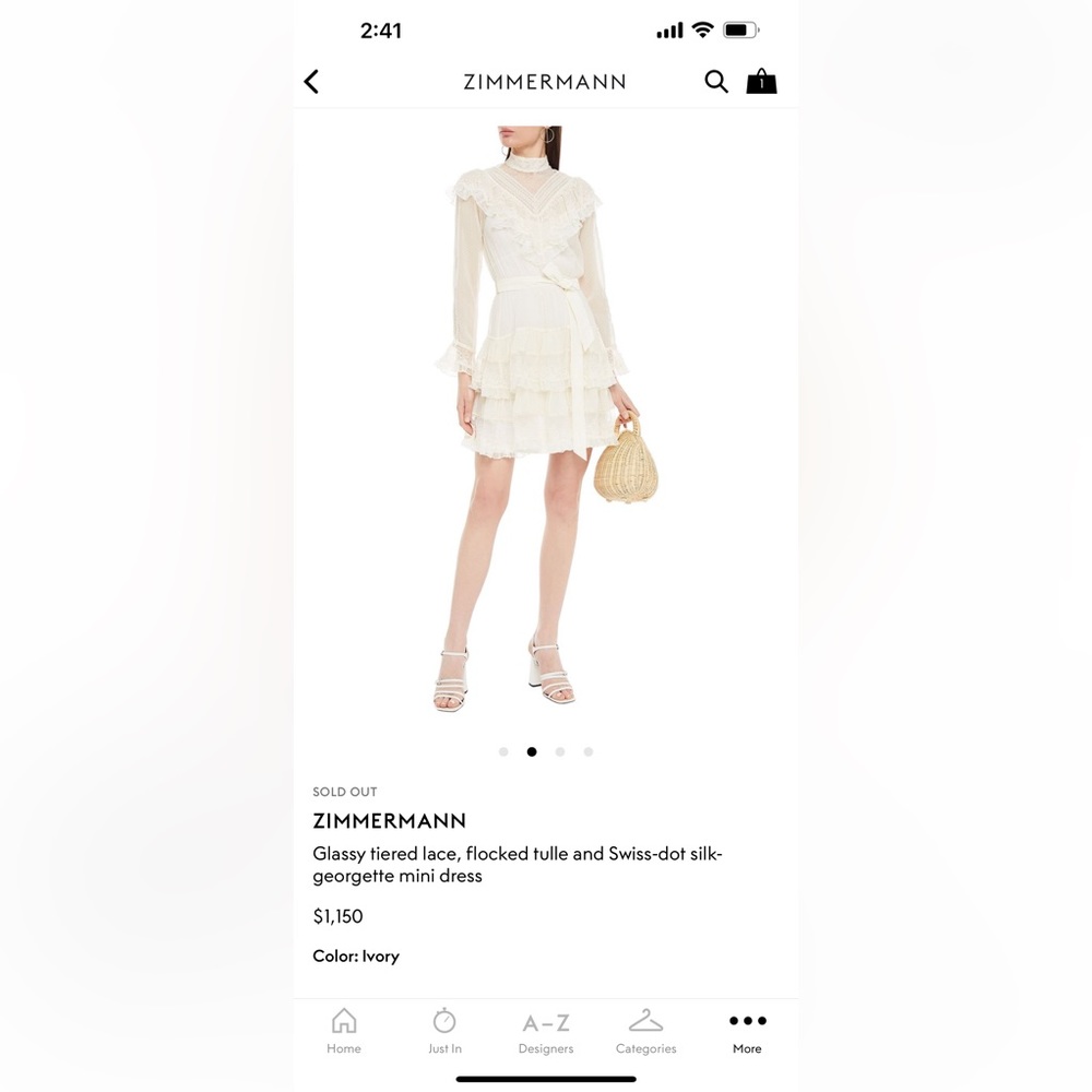 Zimmermann Ruffled paneled point d'esprit and lace mini dress